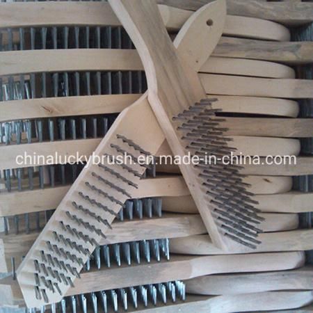 Wooden Handle Steel Wire Brush /Wood Base Stainless Steel Wire Handle Brush Wire Rust Removal Brush (YY-386)