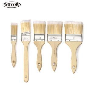 High Quality Wooden Handle Paint Brush and Flat Brush Angel Brush
