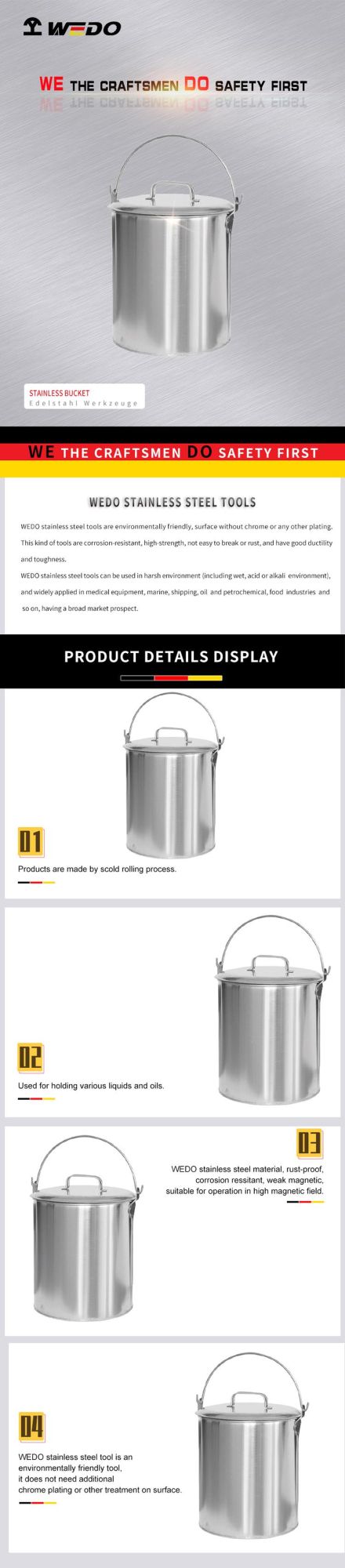 Wedo Professional Widely Used Stainless Steel Bucket