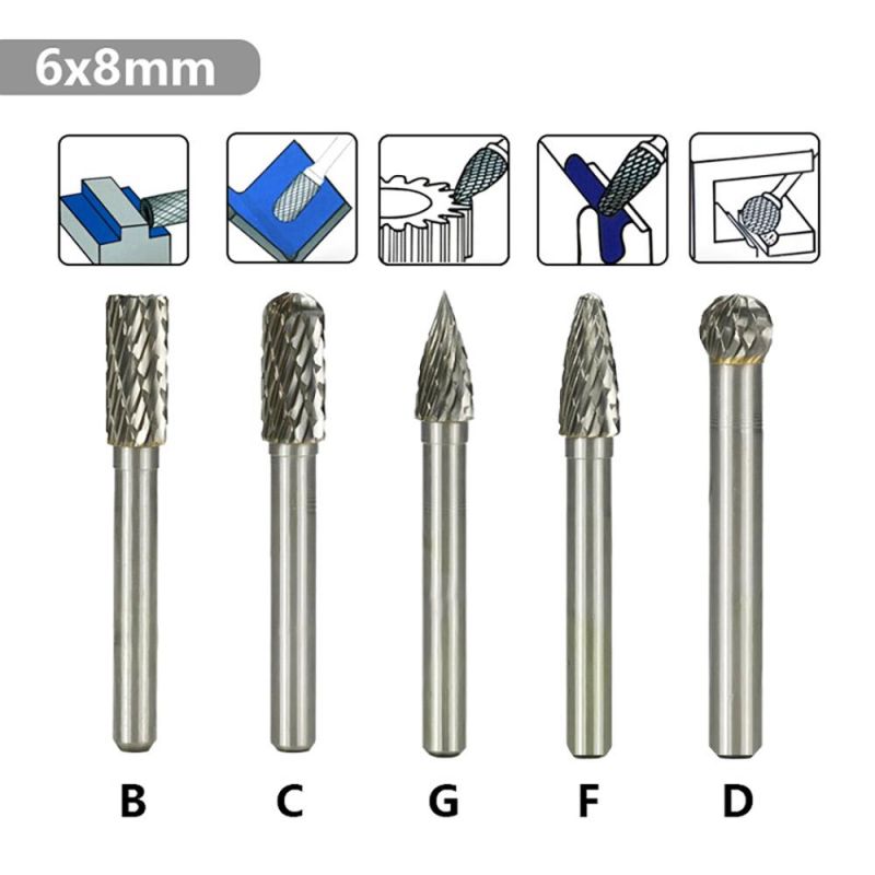 High Speed Grinder Flexible Rotating Double Cut Tungsten Carbide Rotary Burrs Burr Set Single Cut