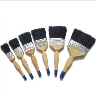 Professional Black Bristle Blend Varnished Wooden Handle Flat Brush (GMPB010)