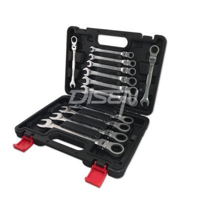 Chrome Vanadium Ratchet Wrench Hardware Fixed Retchet Spanner Set Blow Case