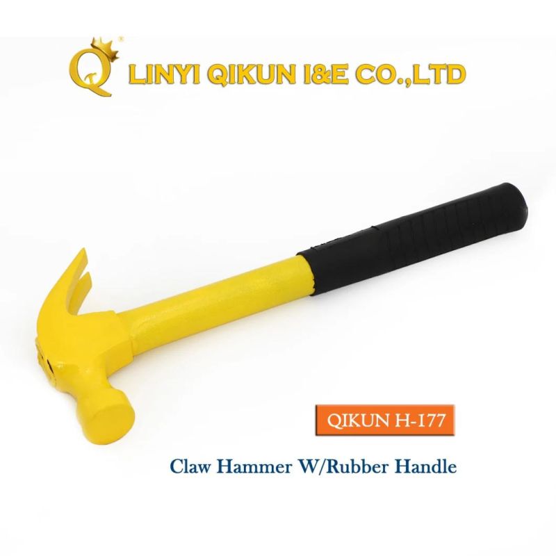 H-166 Construction Hardware Hand Tools French Type Claw Hammer with Blue Fiberglass Handle