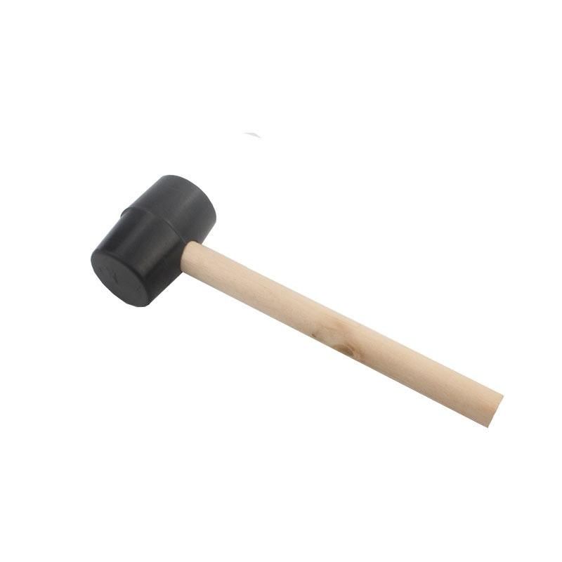 Black Rubber Hammer with Wooden Handle