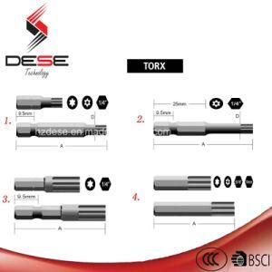 S2 or Cr-V Material Single Torx 25mm -150mm Bits