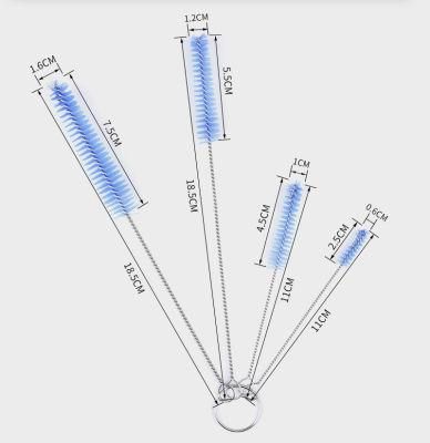 Crevice Pipe Cleaning Brush Four Sets of Stainless Steel Nylon Material