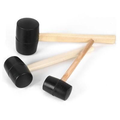 Black Rubber Hammer with Wooden Handle