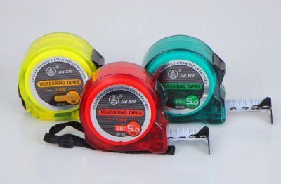 5m Steel Tape Color Transparent Measure with Nylon Coated Dual Blade and Magnetic Hook