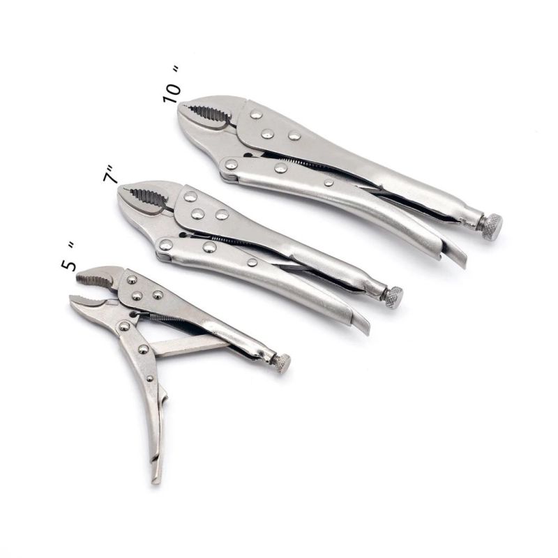 20", Carbon Steel, Nickel Plated, Straight Jaw, Curved Jaw, Round Jaw, Locking Pliers, Pliers, Chain Type Locking Pliers