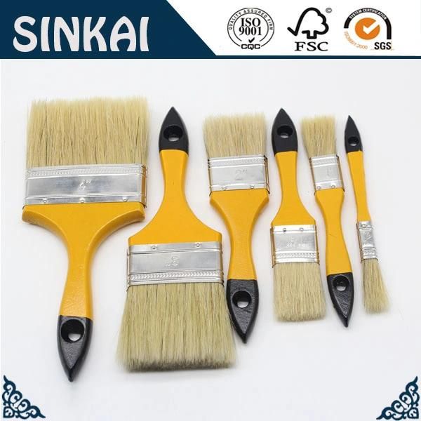 Best Selling Yellow Handle 100% Pur White Bristle Paint Brush