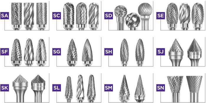 Gold & Titanium Plated Tungsten Carbide Burrs with Tree Shape Radius End