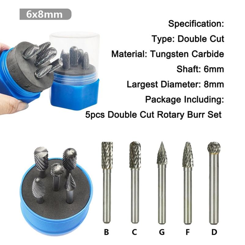 Carbide Rotary Burrs 5 Pieces Set for Grinding Metal