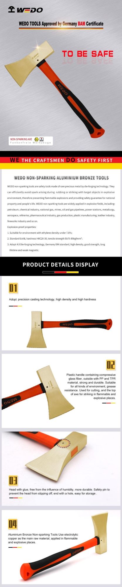 Wedo Non Sparking Aluminium Bronze Alloy Axe