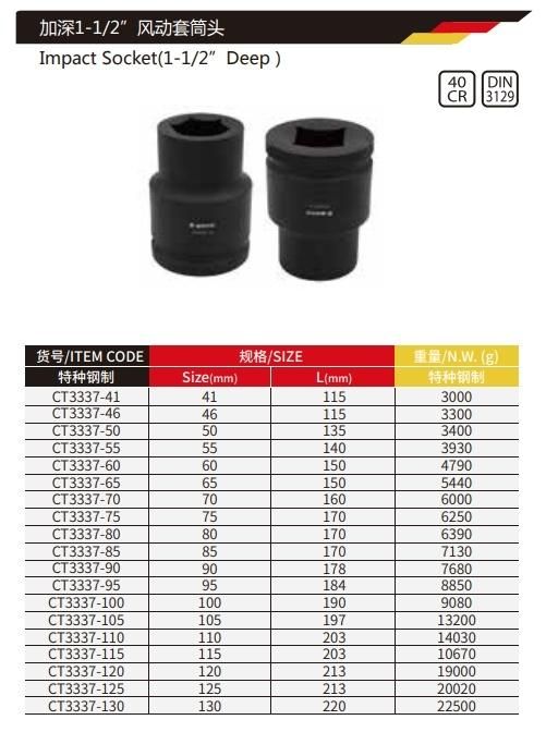 Wedo Special Jumbo 40 Chrome Steel Deep Impact 1-1/2" Socket