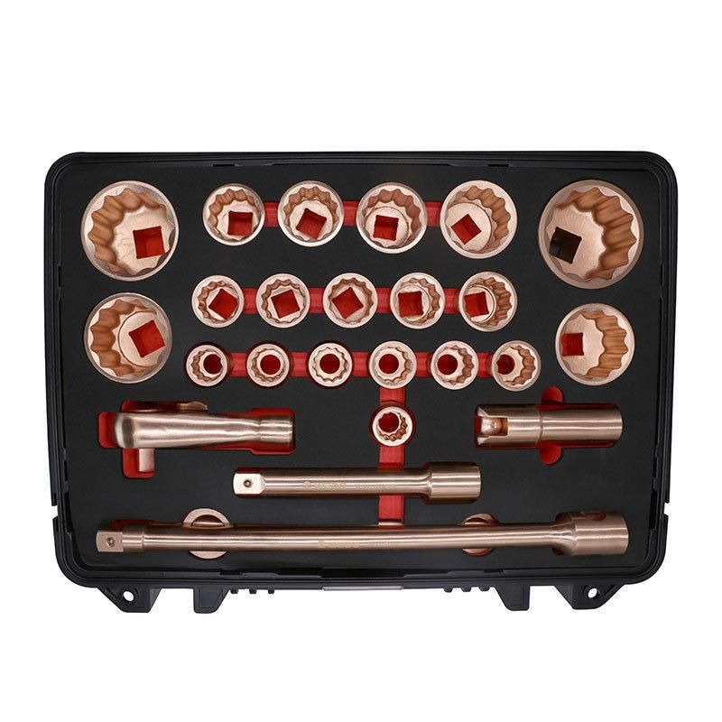 WEDO Non-Sparking 3/4" *1socket Set 26PCS Spark-Free Safety Socket Tools Kit Beryllium Copper