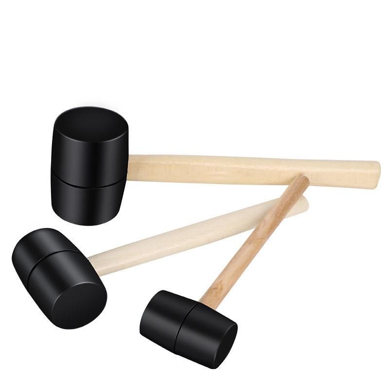 Black Rubber Hammer with Wooden Handle