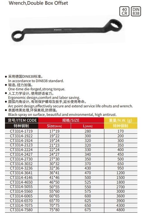 Wedo Special Jumbo 40 Chrome Steel Double Box Offset Wrench