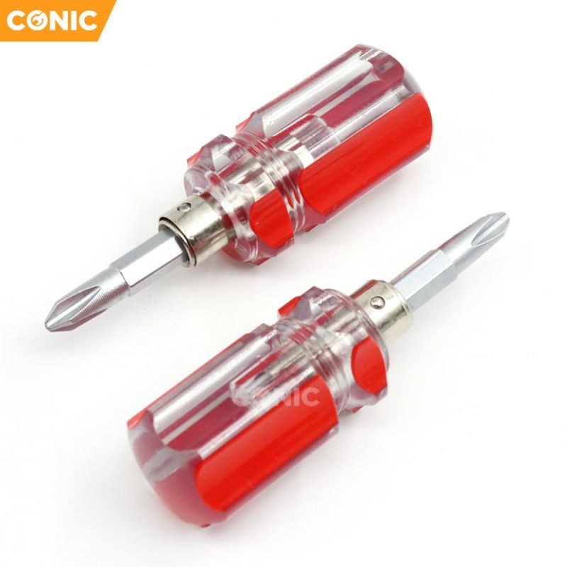 2-Way Stubby Screwdriver with Cr-V Steel and Line Color Handle
