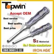 Top Qualtiy Topwin S2, Cr-V, 45# Wholesale Hand Tool PVC Plastic Handle Magnetic Slotted and Phillip Screwdriver Bits