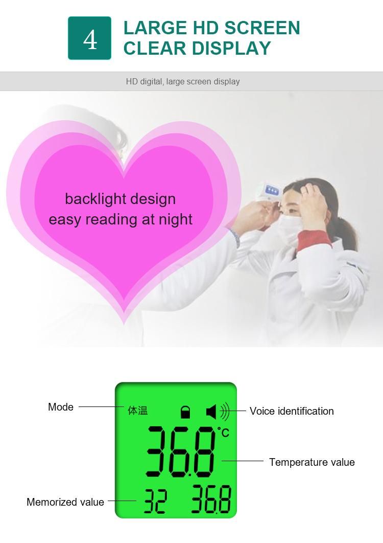 No Touch Electronic LED Infrared Forehead Thermometer Gun for Baby and Adults