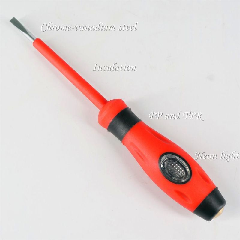 4mm*80mm Dual Purpose Screwdriver/Test Pencil CRV Slotted Screwdriver with Magnetic