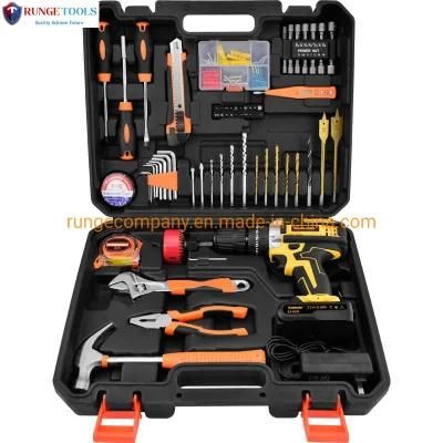 75PCS Household Tool Set with 21V Impact Lithium Electric Drill Hole Openers Kit