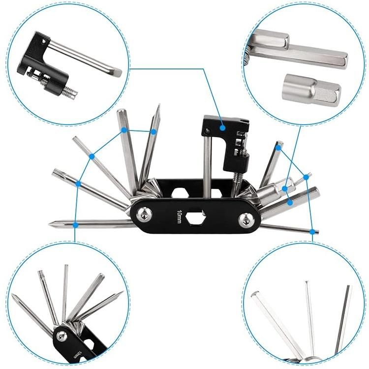 Bicycle Repair Set Bike Outdoor Seat Saddle Bag 14 in 1 Multi Function Tool Kit Chain Splitter