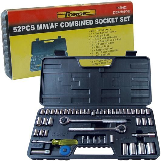 52PCS Professional Hand Tool Set 1/4"&3/8"&1/2" Combination Drive Socket Set