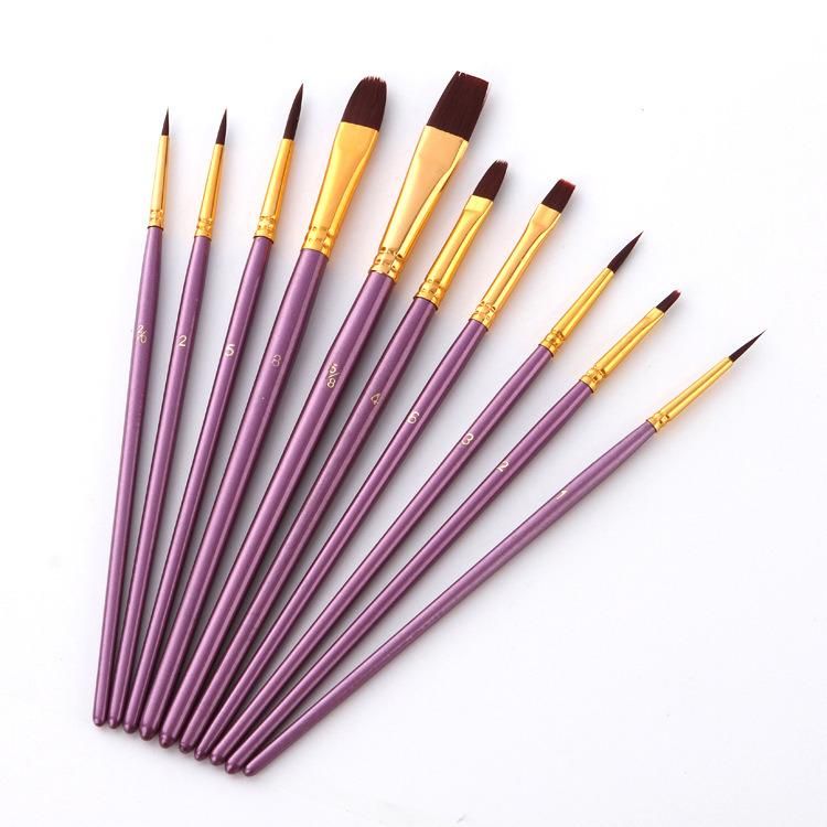 10PCS/Set Watercolor Gouache Paint Brushes Nylon Hair Painting Brush Set