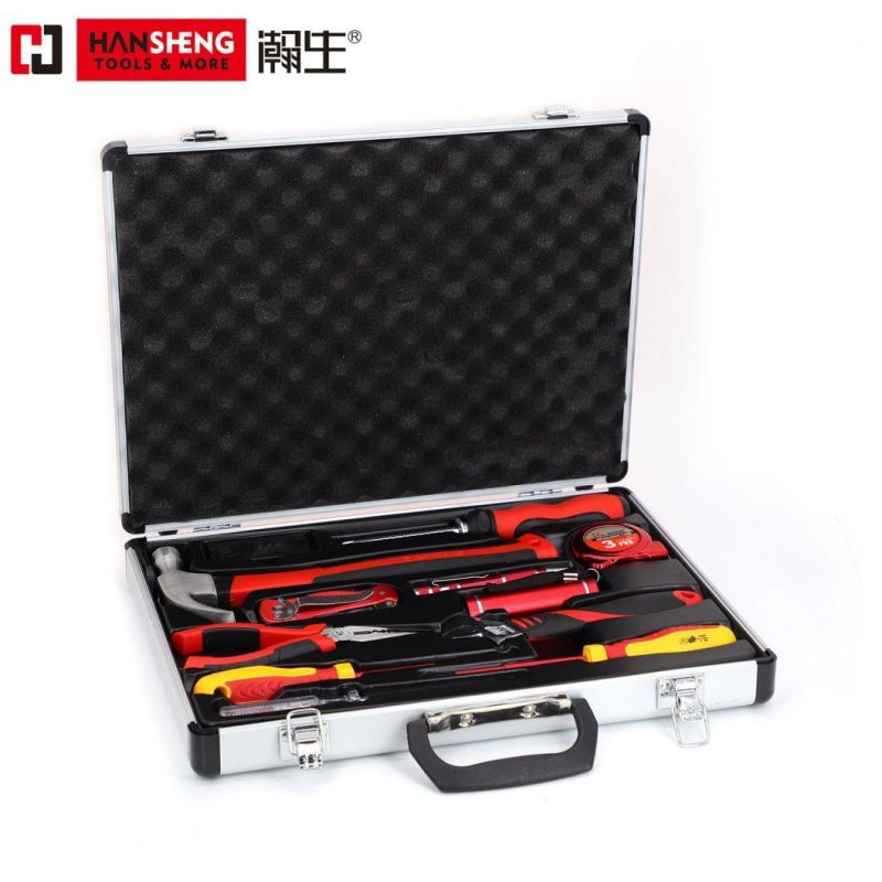 12 Set, Professional, Household Set Tools, Plastic Toolbox, Combination, Made of Carbon Steel, CRV, Polish, Pliers, Wire Clamp, Hammer, Wrench, Snips