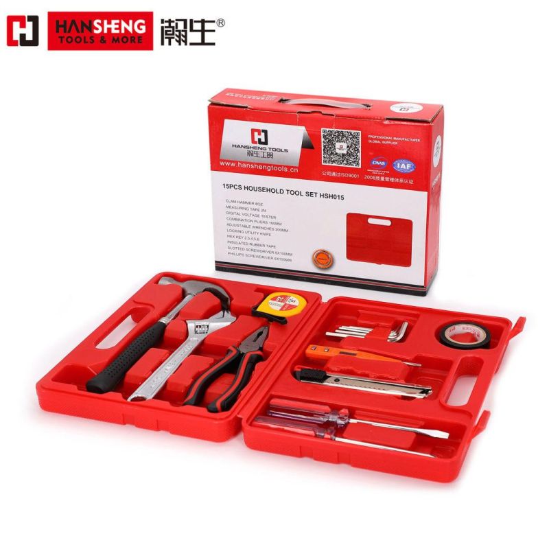 8 Set, Household Set Tools, Plastic Toolbox, Combination, Set, Gift Tools, Made of Carbon Steel, Polish, Pliers, Wire Clamp, Hammer, Wrench, Snips