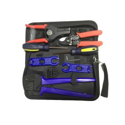 [OEM] Solar Tool Kits Bag Set, Mc 4 Crimping Plier 2.5/4/6mm2, Cable Stripper, Wire Cutter &lt; 35mm2, PV Connector Spanner a-2546b