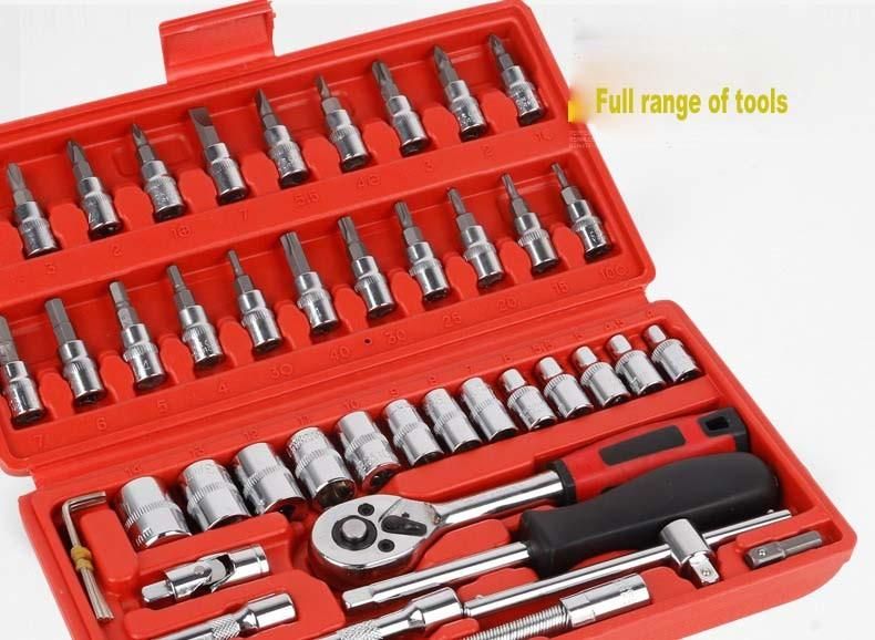 46-Piece Combination Hand Hardware Tools Repair Socket Wrench Set