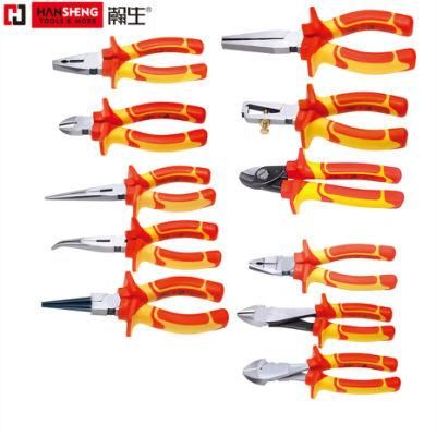 6&quot;, 8&quot;VDE Pliers, Hand Tools, Hardware, Made of Cr-V, Polish, Nickel, Pearl-Nickel Plated, TPE Handle, Combination Pliers, , Insulation, with VDE Certificate
