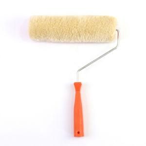 Comfortable White Polyester Fiber Orange Stripes Roller Orange Plastic Handle Paint Roller Brush