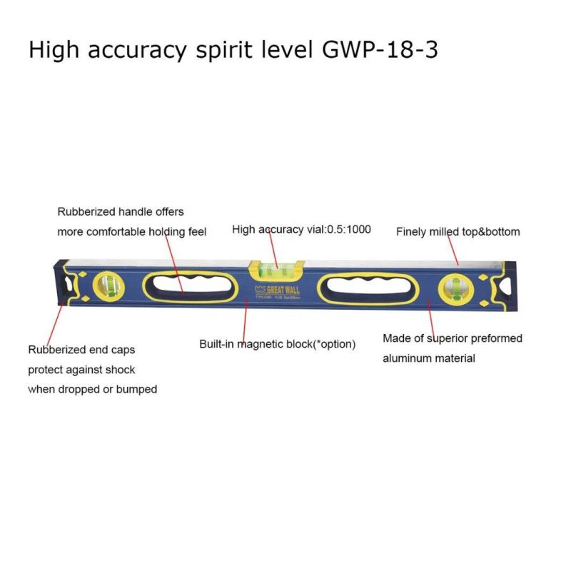600/800/1000/1200mm High Accuracy Spirit Level with Strong Magents