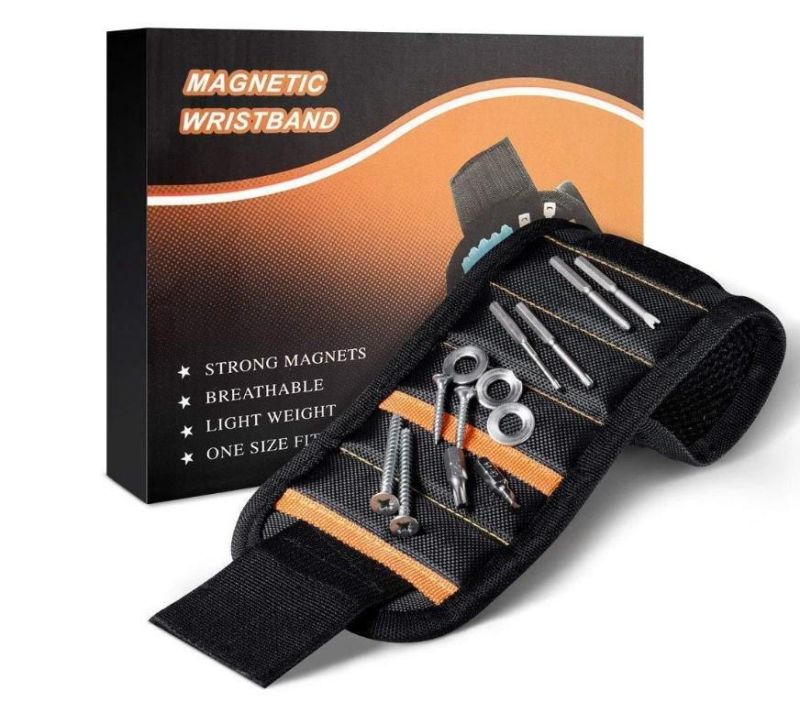 Strong Magnets Adjustable Wrist Strap Armband Magnetic Wristband for Holding Screws, Nails, Bits, Tools