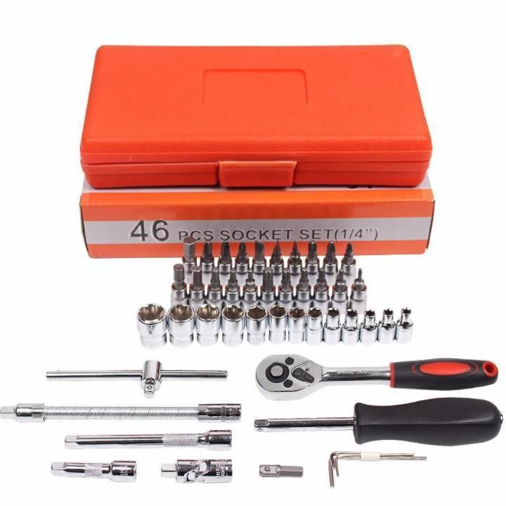 46PCS 1/4" Dr Cr-V Car Repair Tools Socket Wrench Set