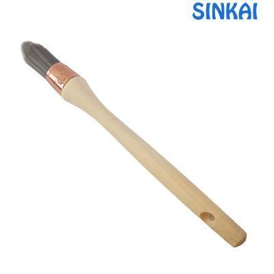 Wholesale High Quality Bamboo Wooden Handle Pure Oil Bristle Round Brush for Painted