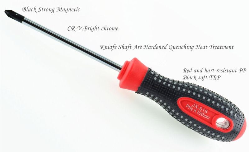 High Quality Slotted and Phillps Soft Handle′ S Screwdriver Cr-V or Sii