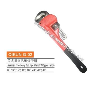 G-02 Construction Hardware Hand Tools Rubber Handle American Type Heavy Duty Pipe Wrench
