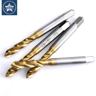 Hsse-M35 JIS with Tin Spiral Fluted Taps M1 M2 M3 M4 M5 M6 M7 M8 M9 M10 M11 M12 Metric Machine Screw Thread Tap