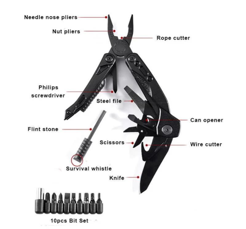 Chinese Black Oxiding Stainless Steel Outdoor Survival Camping Pliers with Fire Stick Supplier