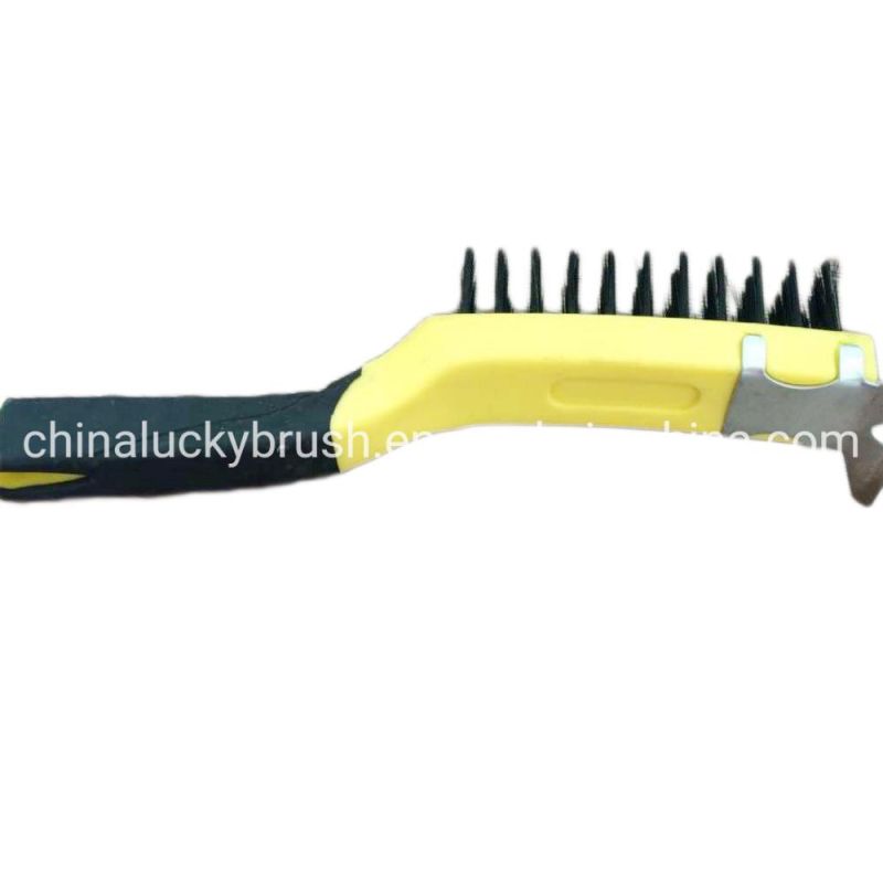 4 Piece Yellow Plastic Handle Steel Wire Set Brush (YY-520)