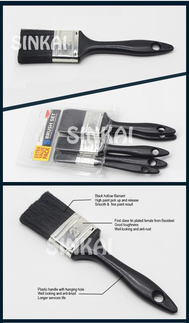 Nylon Paint Brush with Black Plastic Handle