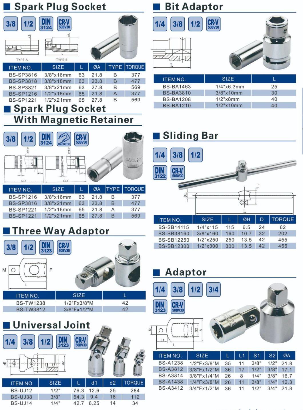 Full Polished Cr-V Three Way Adaptor for Socket Wrench