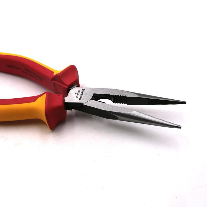 WEDO 6" 8"Insulated Pliers VDE 1000V Snipe Nose Pliers Chrome Vanadium Steel Anti-Slip Handle