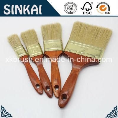 Natural White Bristle Clean Painting Brush with Wooden Handle