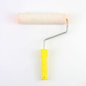 White Polyester Fiber Roller Yellow Plastic Handle Paint Roller Brush
