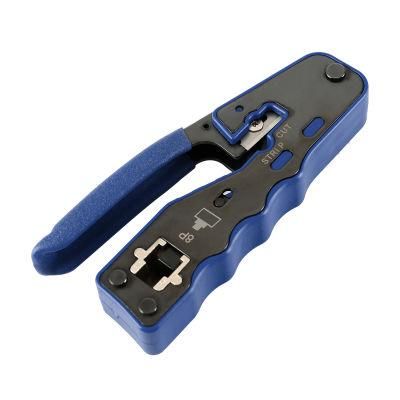 Ez RJ45 Pass Through Crimping Tool Ethernet Network Modular Plug Connector Crimper Tool Ratcheting for UTP/STP Cable